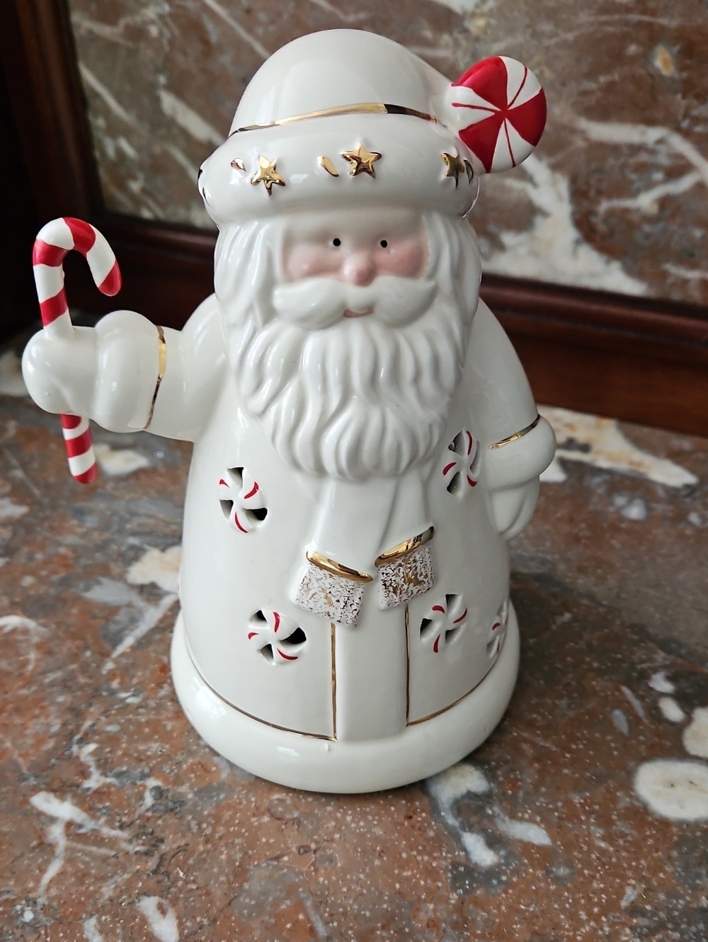 Lenox Peppermint Splendor Seasons Sparkle Lit Santa Figurine